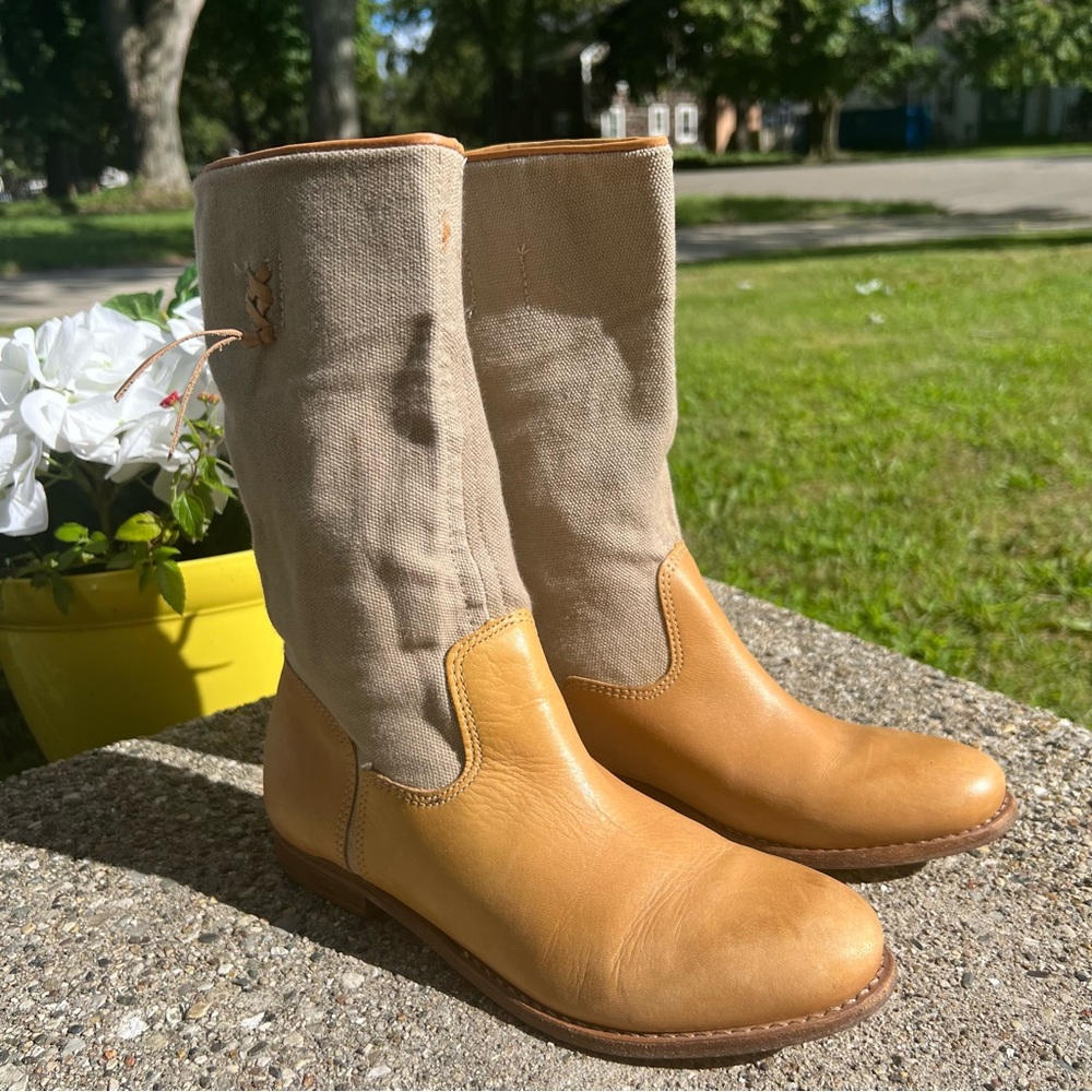 Matisse Coachella Vero Cuoio Leather Canvas Fabric Western Pull On Boots